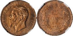 10 Сентесімо Kingdom of Italy (1861-1946) Мідь Victor Emmanuel II of Italy (1820 - 1878)