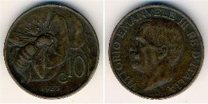 10 Сентесімо Kingdom of Italy (1861-1946) Мідь Віктор Емануїл III (1869 - 1947)