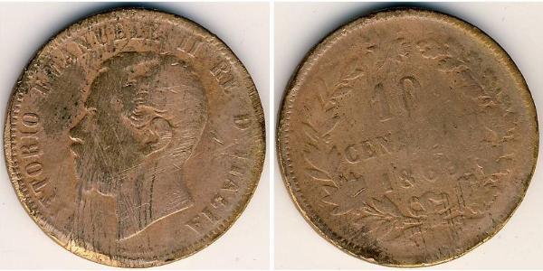 10 Сентесімо Kingdom of Italy (1861-1946) Мідь Victor Emmanuel II of Italy (1820 - 1878)