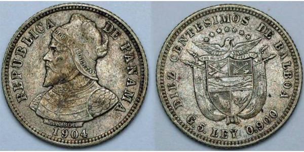 10 Сентесімо Панама Срібло Бальбоа Васко Нуньєс (1475 – 1519)
