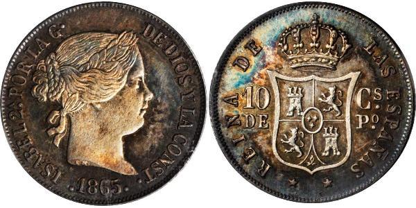 10 Сентимо Филиппины Серебро Isabella II of Spain (1830- 1904)