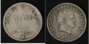 10 Сольдо Королевство Италия (наполеоновское) (1805–1814) Серебро Наполеон I(1769 - 1821)