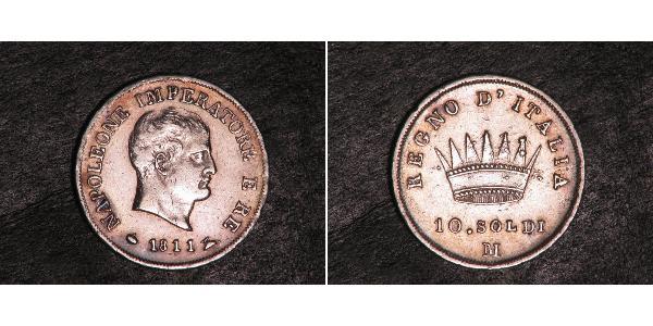 10 Сольдо Королевство Италия (наполеоновское) (1805–1814) Серебро Наполеон I(1769 - 1821)
