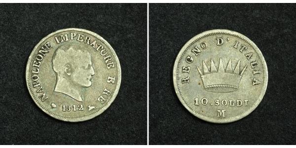 10 Сольдо Королівство Італія (Наполеонівське) (1805–1814) Срібло Наполеон I Бонапарт(1769 - 1821)
