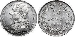 10 Soldo 教皇国 (754 - 1870) 銀 額我略十六世 (1765 - 1846)