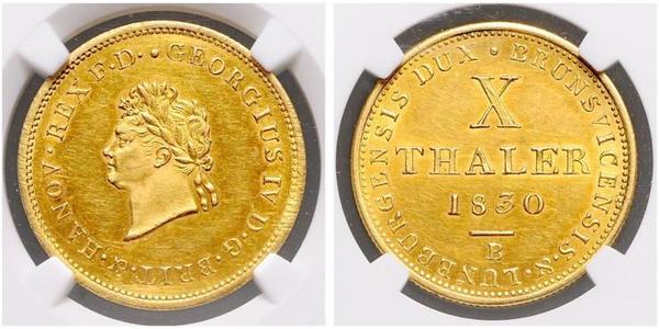 10 Талер Федеральные земли Германии Золото Георг IV (1762-1830)