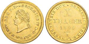 10 Талер Федеральні землі Німеччини Золото Георг IV (1762-1830)