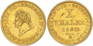 10 Талер Федеральні землі Німеччини Золото Георг IV (1762-1830)