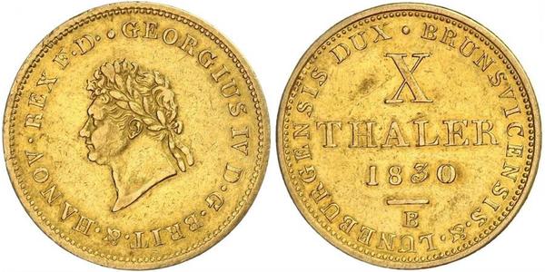 10 Талер Федеральні землі Німеччини Золото Георг IV (1762-1830)