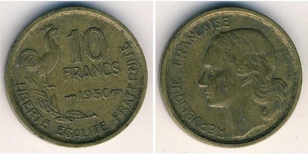 10 Франк Четвёртая французская республика (1946-1958) Алюминий/Бронза 