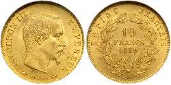 10 Франк Second French Empire (1852-1870) Золото Наполеон ІІІ Бонапарт (1808-1873)