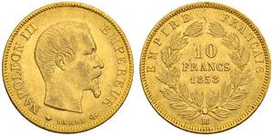 10 Франк Вторая французская империя (1852-1870) Золото Наполеон III Бонапарт (1808-1873)