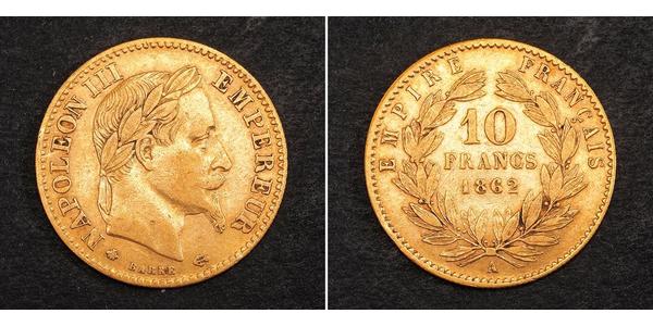 10 Франк Вторая французская империя (1852-1870) Золото Наполеон III Бонапарт (1808-1873)