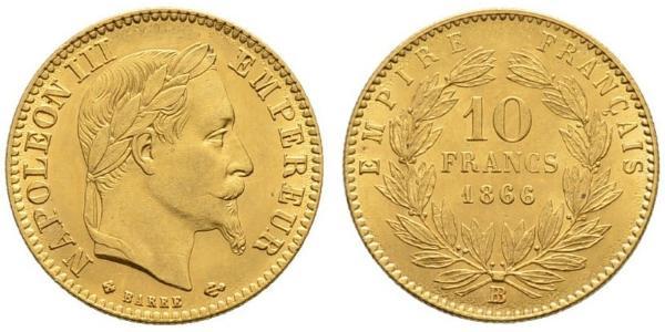 10 Франк Вторая французская империя (1852-1870) Золото Наполеон III Бонапарт (1808-1873)