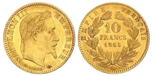 10 Франк Вторая французская империя (1852-1870) Золото Наполеон III Бонапарт (1808-1873)