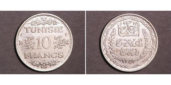 10 Франк Тунис Серебро 