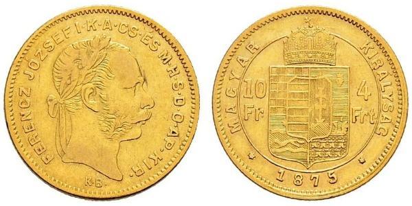 10 Франк / 4 Форінт Австро-Угорщина (1867-1918) Золото Франц Иосиф I (1830 - 1916)