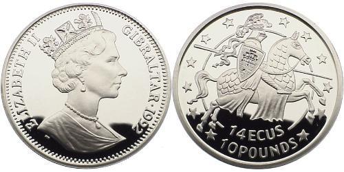 10 Фунт / 14 Экю Гибралтар Серебро Елизавета II (1926-2022)