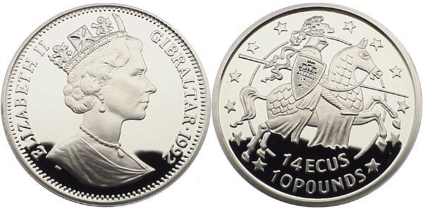 10 Фунт / 14 Экю Гібралтар Срібло Єлизавета II (1926-2022)