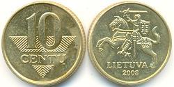 10 Цент Литва (1991 - ) Нікель/Латунь 