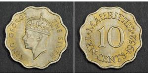 10 Цент Маврикій Нікель/Мідь Георг VI (1895-1952)