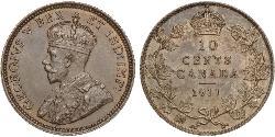 10 Цент Канада Серебро Георг V (1865-1936)