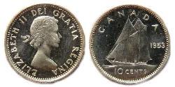 10 Цент Канада Серебро Елизавета II (1926-2022)