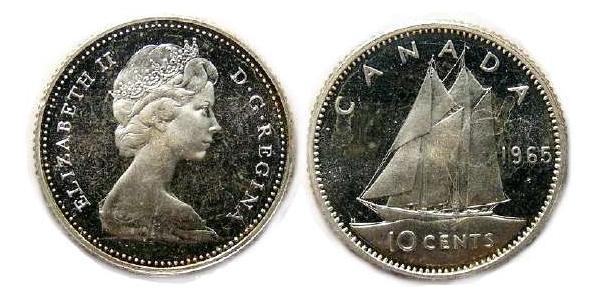 10 Цент Канада Серебро Елизавета II (1926-2022)