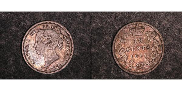 10 Цент Канада Серебро Виктория (1819 - 1901)