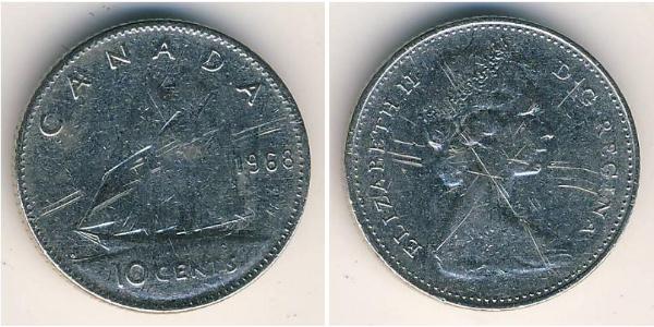 10 Цент Канада Серебро Елизавета II (1926-2022)