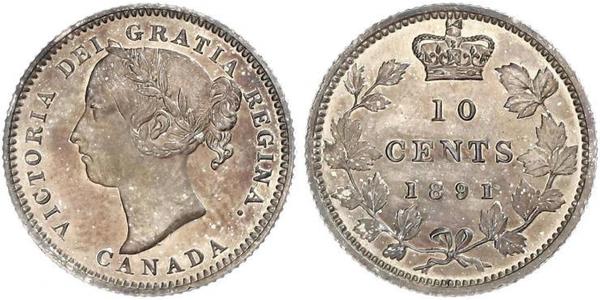 10 Цент Канада Серебро Виктория (1819 - 1901)