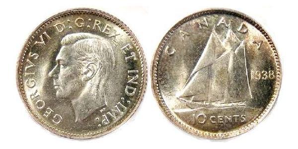 10 Цент Канада Серебро Георг VI (1895-1952)