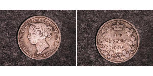 10 Цент Канада Серебро Виктория (1819 - 1901)