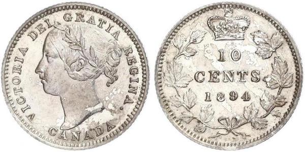 10 Цент Канада Серебро Виктория (1819 - 1901)