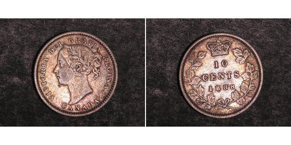 10 Цент Канада Серебро Виктория (1819 - 1901)