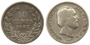 10 Цент Королевство Нидерланды (1815 - ) Серебро Виллем III