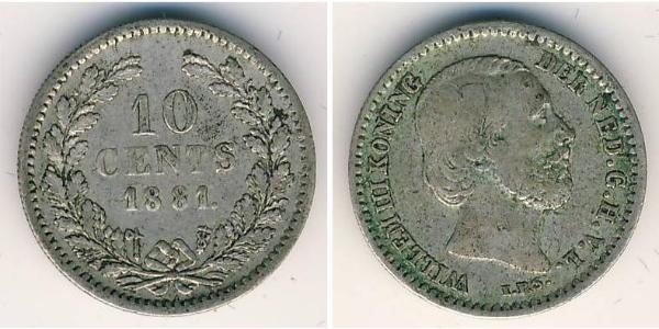 10 Цент Королевство Нидерланды (1815 - ) Серебро Виллем III