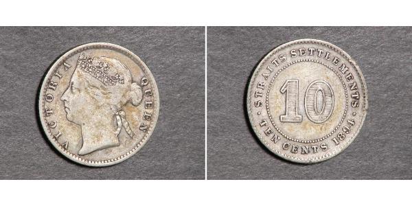 10 Цент Стрейтс-Сетлментс (1826 - 1946) Серебро Виктория (1819 - 1901)