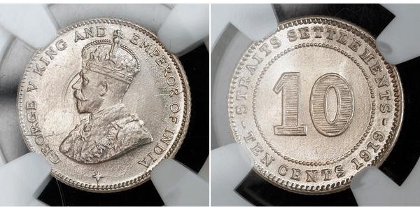 10 Цент Стрейтс-Сетлментс (1826 - 1946) Серебро Георг V (1865-1936)