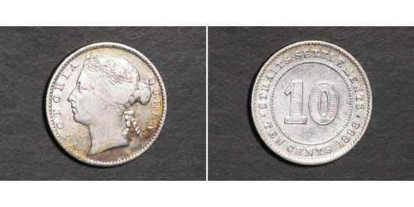 10 Цент Стрейтс-Сетлментс (1826 - 1946) Серебро Виктория (1819 - 1901)