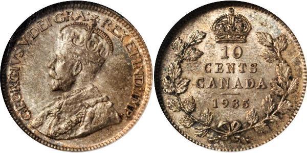 10 Цент Канада Срібло Георг V (1865-1936)