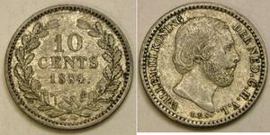 10 Цент Королівство Нідерланди (1815 - ) Срібло Віллем III