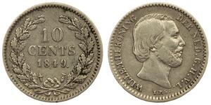 10 Цент Королівство Нідерланди (1815 - ) Срібло Віллем III