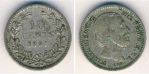 10 Цент Королівство Нідерланди (1815 - ) Срібло Віллем III