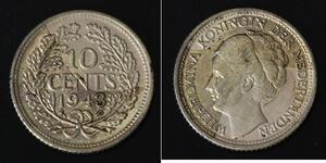 10 Цент Королівство Нідерланди (1815 - ) Срібло 