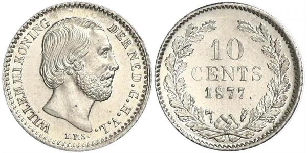 10 Цент Королівство Нідерланди (1815 - ) Срібло Віллем III