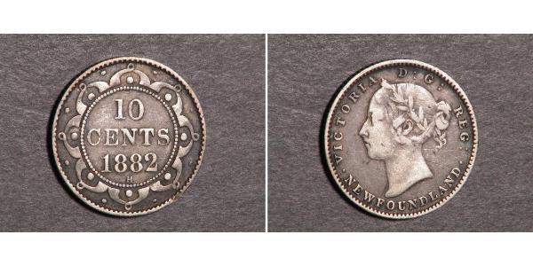 10 Цент Ньюфаундленд і Лабрадор Срібло Вікторія (1819 - 1901)