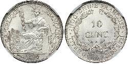 10 Цент Французький Индокитай (1887-1954) Срібло 