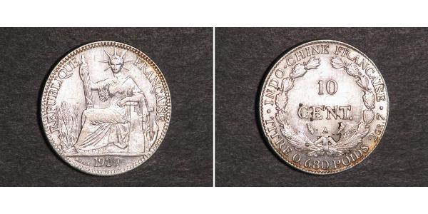 10 Цент Французький Индокитай (1887-1954) Срібло 