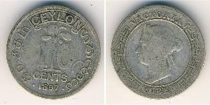 10 Цент Шрі Ланка/Цейлон Срібло Вікторія (1819 - 1901)